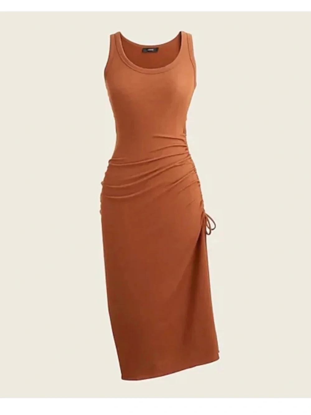 J Crew Dress Women's Size Medium Side Ruched Ribbed Knit Midi Tank Scoop Neck